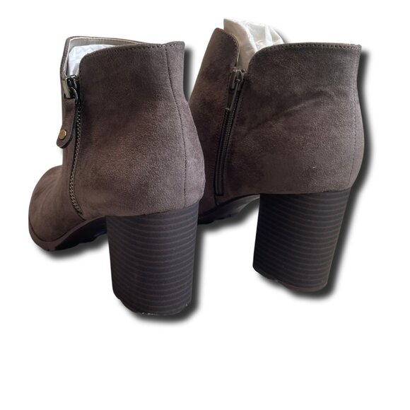 Style & Co Idee Ankle Boots Zipper Block Heel Suede Grey Fall Boho Booties 9.5 - Picture 4 of 4